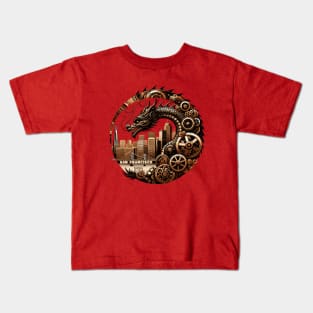 Steampunk Dragon Over San Francisco- Lunar New Year 2024 Kids T-Shirt